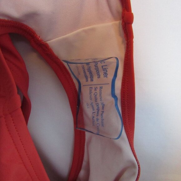 NEW Michael Kors One Piece Halter Swimsuit Coral Red 14 Plus Padded Multi-Strap - Picture 6 of 6